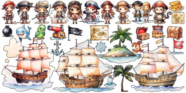 Preview: Wandtattoo Set Piraten Preview: Wandtattoo Set Piraten zur freien Anordnung