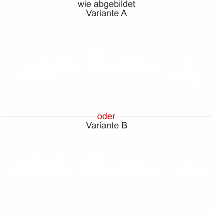 Wandtattoo mit Dresdner Skyline - Ansicht Ausrichtung mit Farbauswahl und Variante