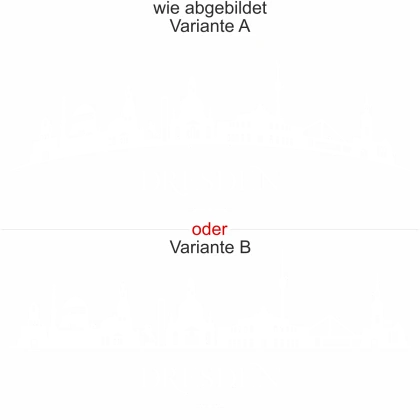 Wandtattoo mit Dresdner Skyline - Ansicht Ausrichtung mit Farbauswahl und Variante