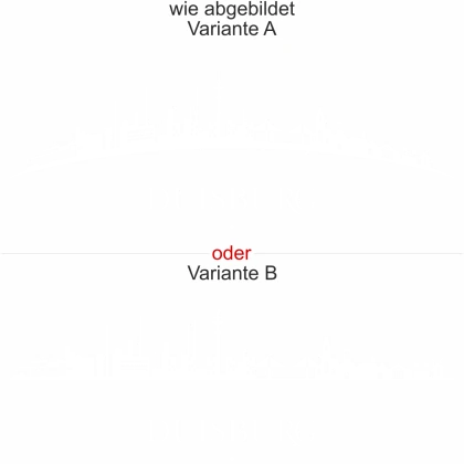 Die Skyline von Duisburg als Wandtattoo - Ansicht Ausrichtung mit Farbauswahl und Variante