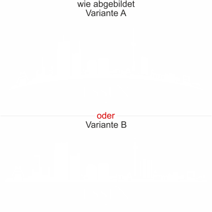Preview: Wandtattoo Skyline Essen Preview: Die Skyline von Essen als Wandtattoo - Ansicht Ausrichtung mit Farbauswahl und Variante