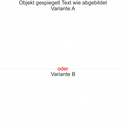 Preview: Wandtattoo Skyline Essen Preview: Wandsticker mit Skyline von Essen - Ansicht Ausrichtung mit Farbauswahl und Variante