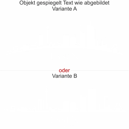 Wandsticker mit Skyline von Essen - Ansicht Ausrichtung mit Farbauswahl und Variante