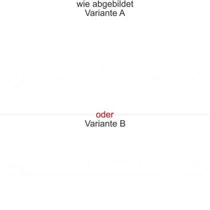 Wandaufkleber Skyline Hamburg für die Wand - Ansicht Ausrichtung mit Farbauswahl und Variante