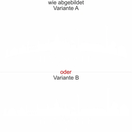 Wandtattoo mit Hannoveraner Skyline - Ansicht Ausrichtung mit Farbauswahl und Variante