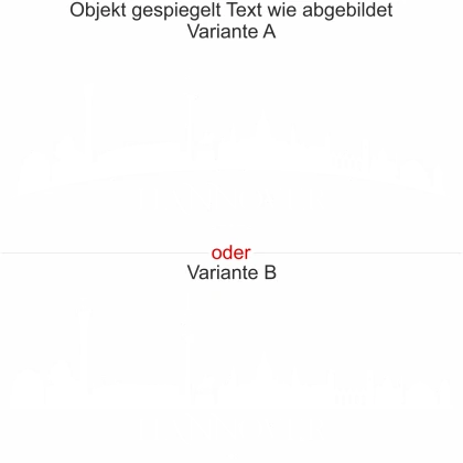 Wandtattoo mit Hannoveraner Skyline - Ansicht Ausrichtung mit Farbauswahl und Variante