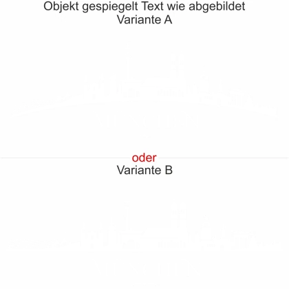 Die Münchner Skyline als Wandaufkleber - Ansicht Ausrichtung und Farbauswahl