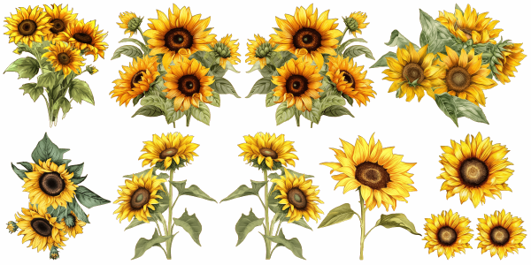 Wandtattoo Sonnenblumen Dekoset zur freien Platzierung