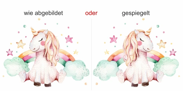 Wandtattoo für das Kinderzimmer mit niedlichem Einhorn - Ansicht Ausrichtung