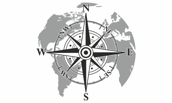 Wandtattoo Windrose auf Weltkarte - Gesamtansicht