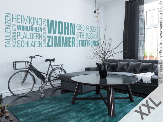 Preview: Wandtattoo Wortwolke Wohnzimmer