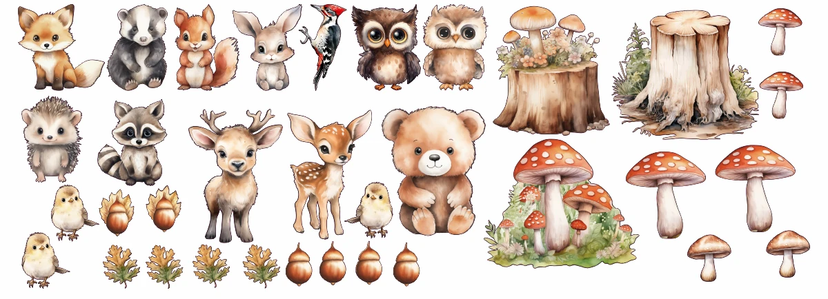 Wandtattoo Set Tiere des Waldes