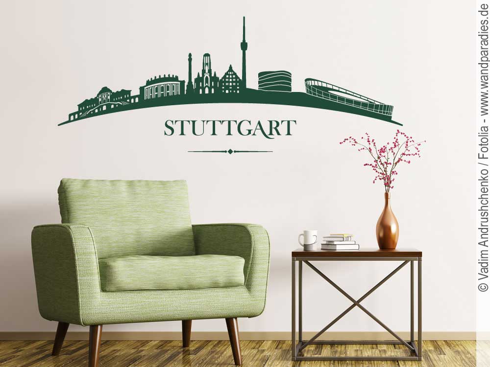✓ Wandtattoo Skyline Stuttgart | Aufkleber für Wand | Wandtattoos