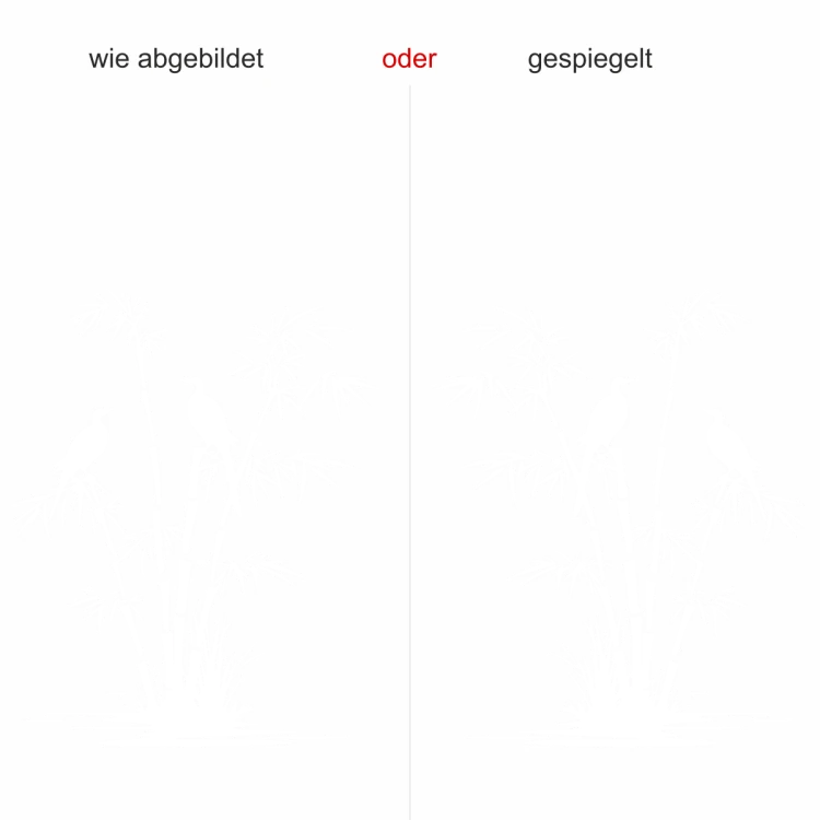 Wandtattoo Bambusstrauch und Vögel am Ufer - Ausrichtung und Farbauswahl Wandtattoo Bambusstrauch und Vögel am Ufer - Ausrichtung und Farbauswahl