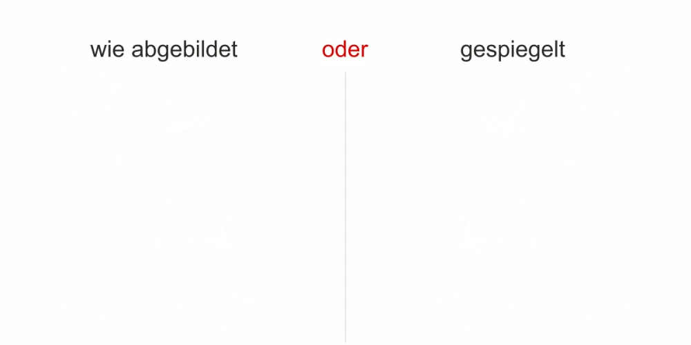 Aufkleber mit Blätter Ornament und Schmetterlingen - Ansicht Ausrichtung Aufkleber mit Blätter Ornament und Schmetterlingen - Ansicht Ausrichtung
