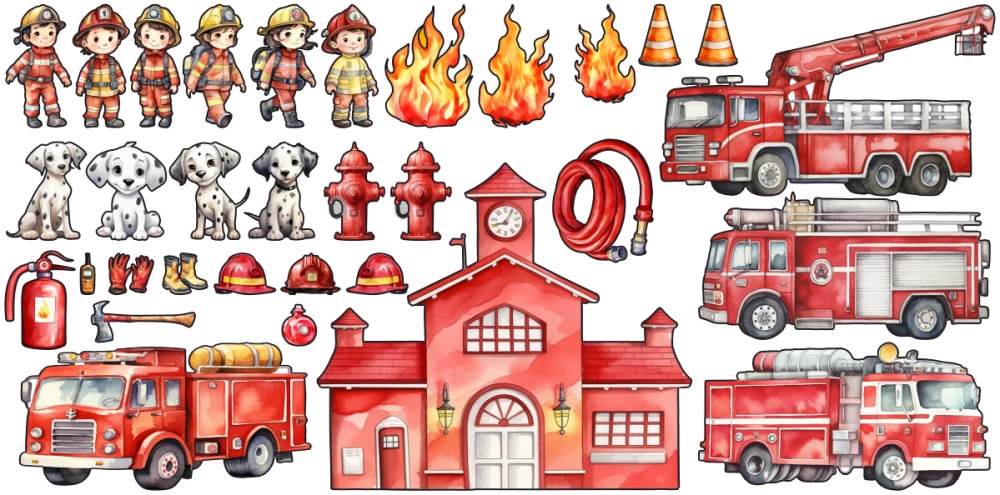 Wandtattoo Set Feuerwehrstation