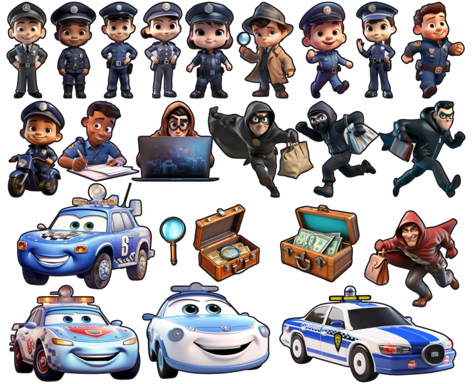 Wunderschönes Wandtattoo mit fröhlichen Motiven von Kinder Cops