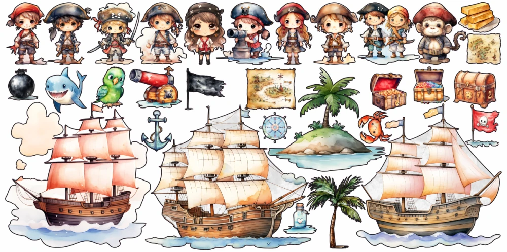 Wandtattoo Set Piraten der Karibik