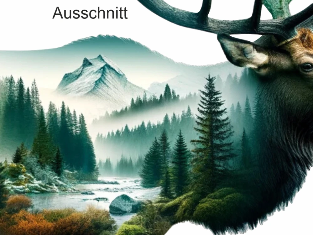 Wandtattoo Hirsch mit Naturlandschaft