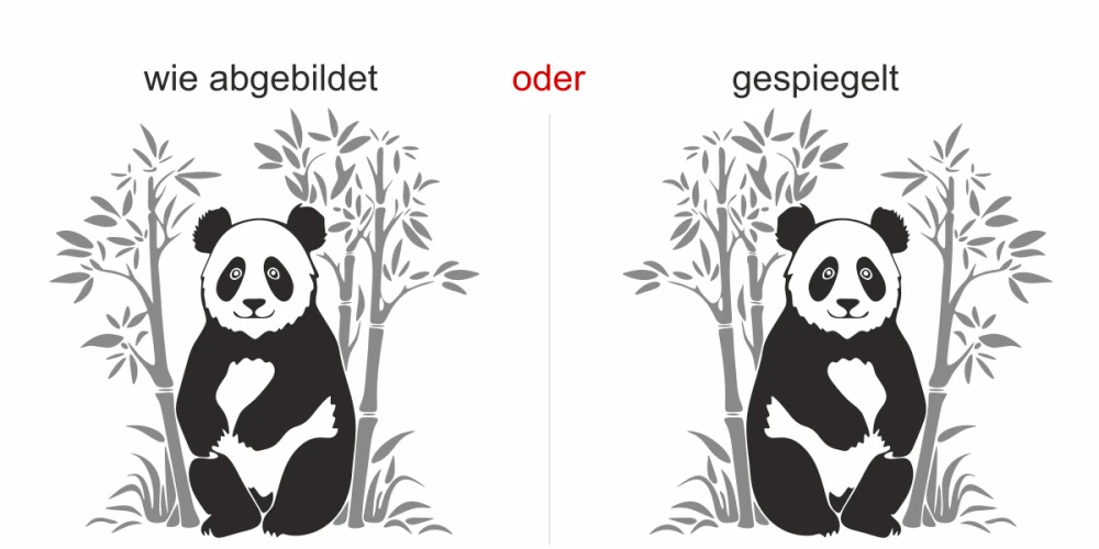 Buntes Wandtattoo Bambuspflanze mit Panda - Ansicht Ausrichtung