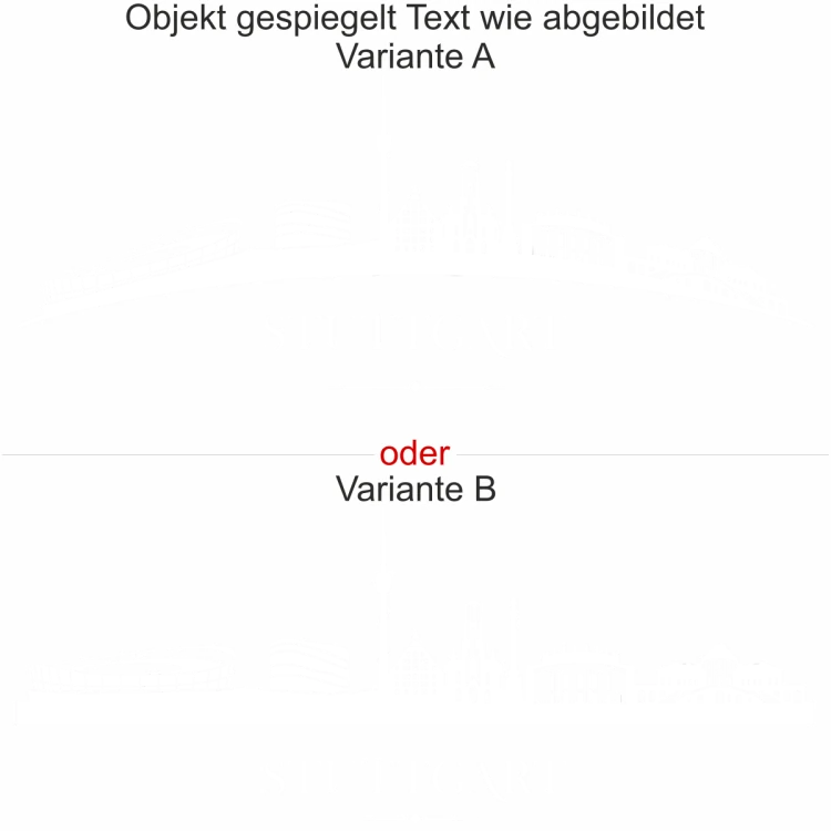 Skyline von Stuttgart als Wandsticker - Ansicht Ausrichtung - Variante und Farbauswahl