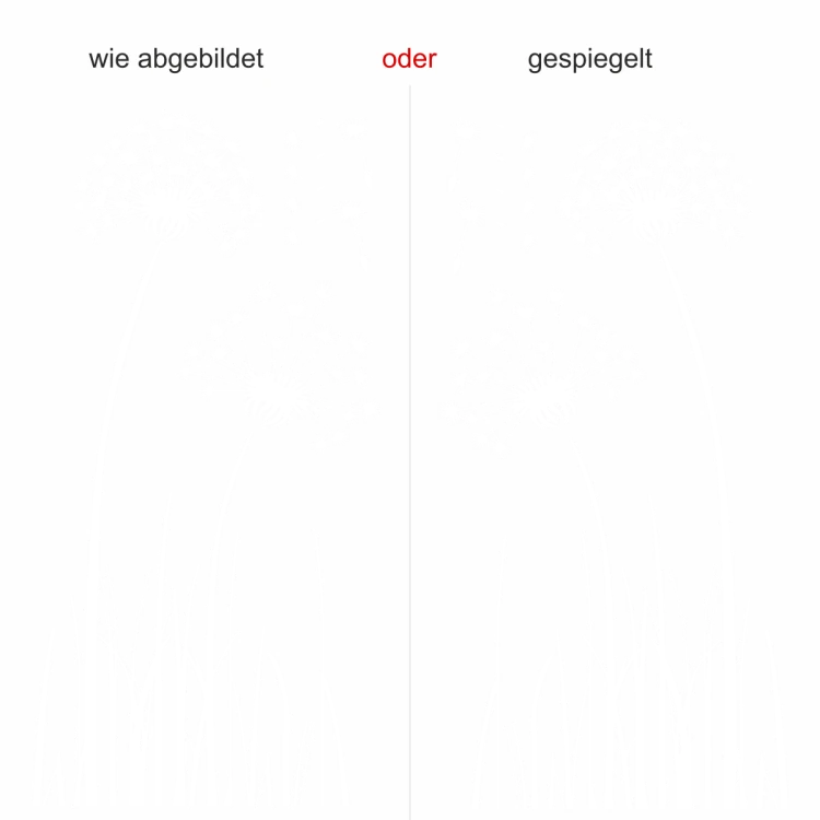 Eine Pusteblume mit Blüten als Wandaufkleber - Ansicht Ausrichtung und Farbauswahl Eine Pusteblume mit Blüten als Wandaufkleber - Ansicht Ausrichtung und Farbauswahl