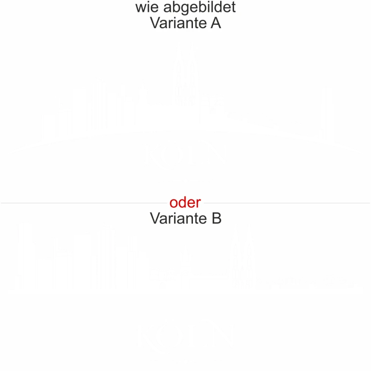 Die Skyline von Köln als Wandtattoo - Ansicht Ausrichtung mit Farbauswahl und Variante