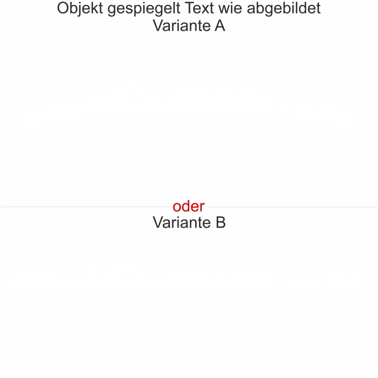 Die Nürnberger Skyline als Wandaufkleber - Ansicht Ausrichtung und Farbauswahl Die Nürnberger Skyline als Wandaufkleber - Ansicht Ausrichtung und Farbauswahl
