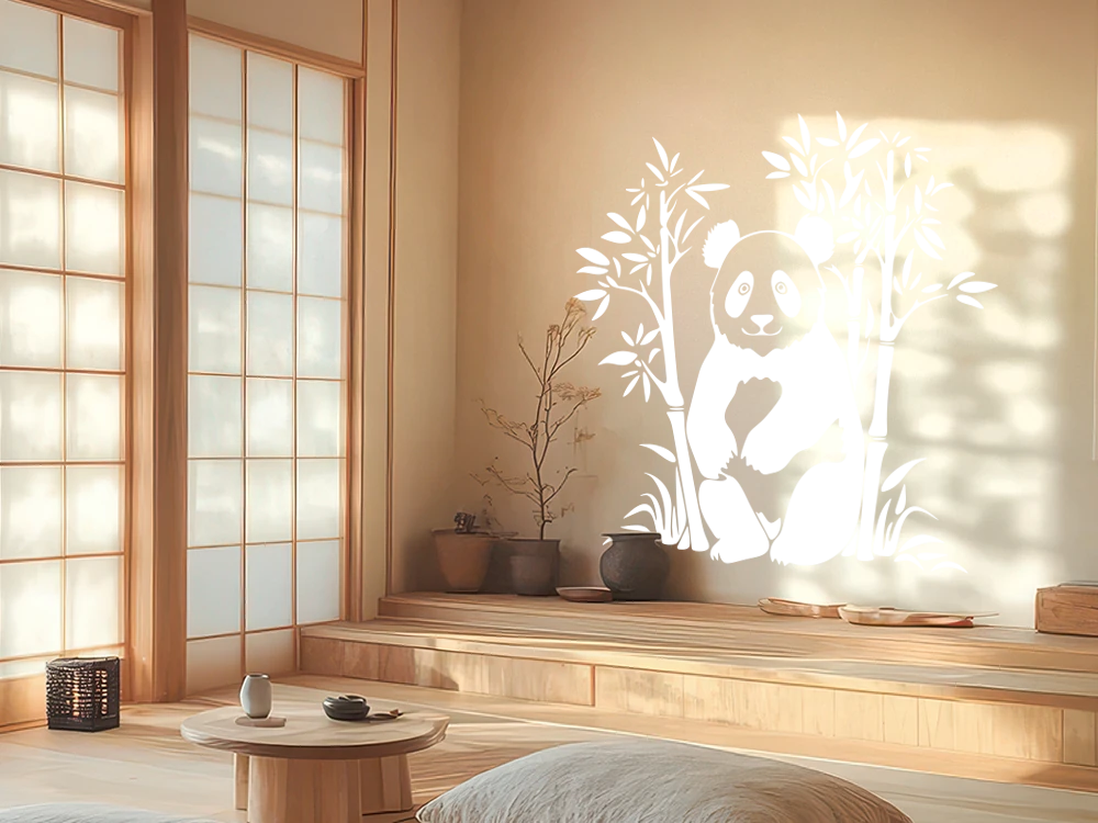 Wandtattoo Bambuspflanze mit Pandabär - Ansicht Farbauswahl Wandtattoo Bambuspflanze mit Pandabär - Ansicht Farbauswahl