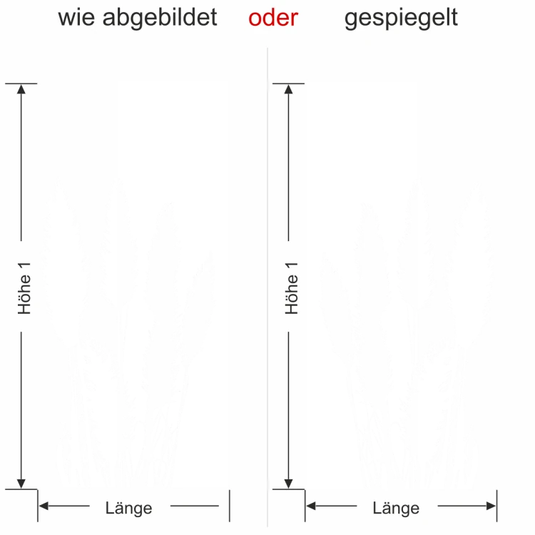 Wandtattoo Banner mit Pampasgras -Ansicht Ausrichtung und Farbauswahl