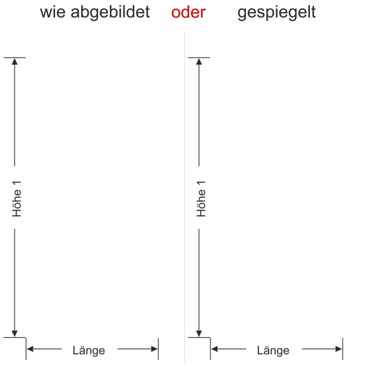 Wandbanner Pusteblume, optisch wie eine Tapete - Ansicht Ausrichtung und Farbauswahl