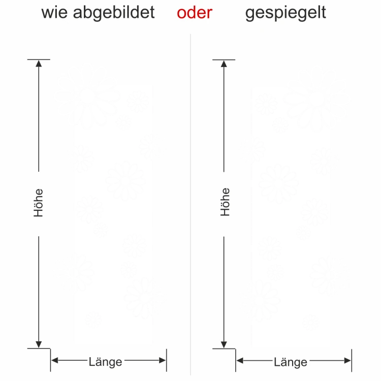 Selbstklebender Wandbanner mit Sommerblumen - Ansicht Ausrichtung mit Farbauswahl