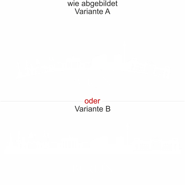 Wandtattoo Skyline Berlin - Ansicht Ausrichtung mit Farbauswahl und Variante