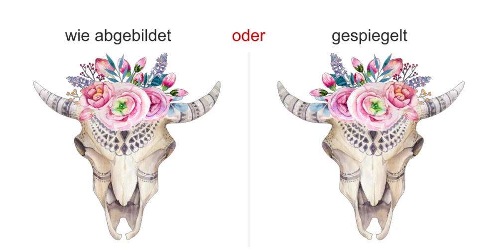 Wandtattoo Blumenreicher Tierschädel - Ansicht Ausrichtung