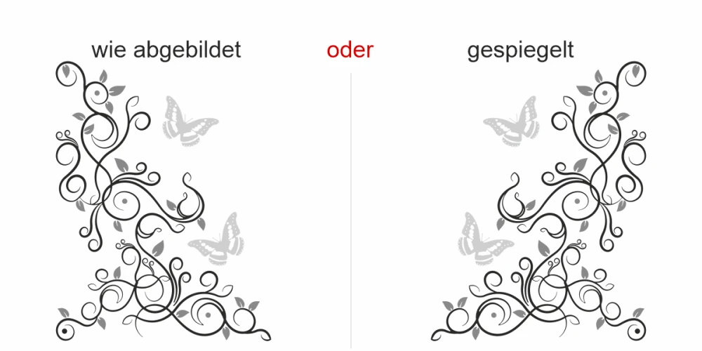 Bunter Aufkleber für die Wand mit bunter Blätterranke und Schmetterlingen Bunter Aufkleber für die Wand mit bunter Blätterranke und Schmetterlingen
