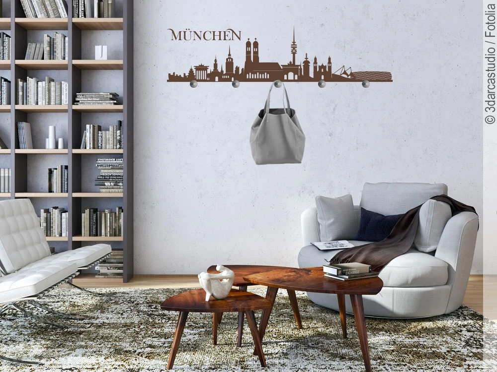 Wandsticker Garderobe mit Münchner Skyline