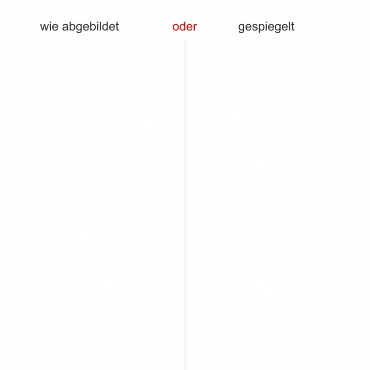 Aufkleber für die Wand mit Bauernhortensie - Ansicht Ausrichtung und Farbauswahl Aufkleber für die Wand mit Bauernhortensie - Ansicht Ausrichtung und Farbauswahl