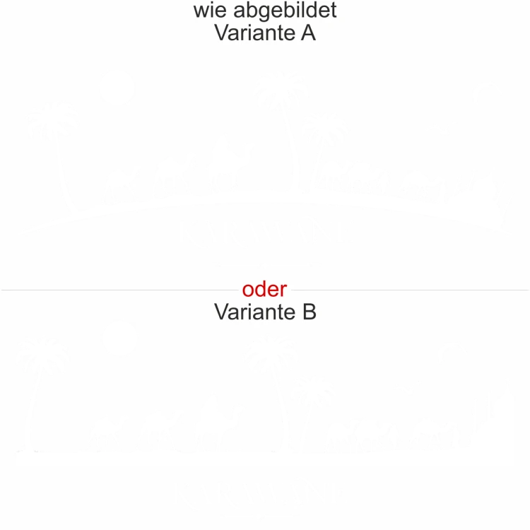 Wandaufkleber mit Kamelen in Arabien - Ansicht Ausrichtung und Farbauswahl Wandaufkleber mit Kamelen in Arabien - Ansicht Ausrichtung und Farbauswahl