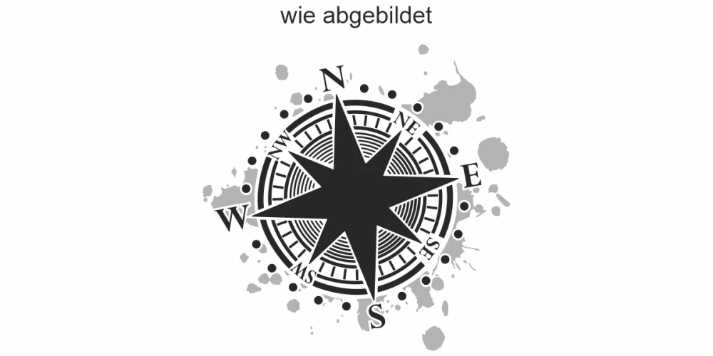 Aufkleber für die Wand mit zweifarbigem Kompass - Ansicht Ausrichtung