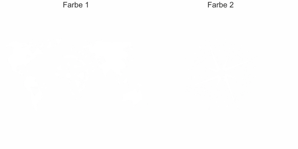 Wandtattoo Kompassrose auf Weltatlas - Ansicht Farbauswahl