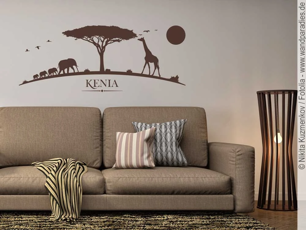 Wandtattoo mit der Landschaft für Kenia für Ihren Raum Wandtattoo mit der Landschaft für Kenia für Ihren Raum