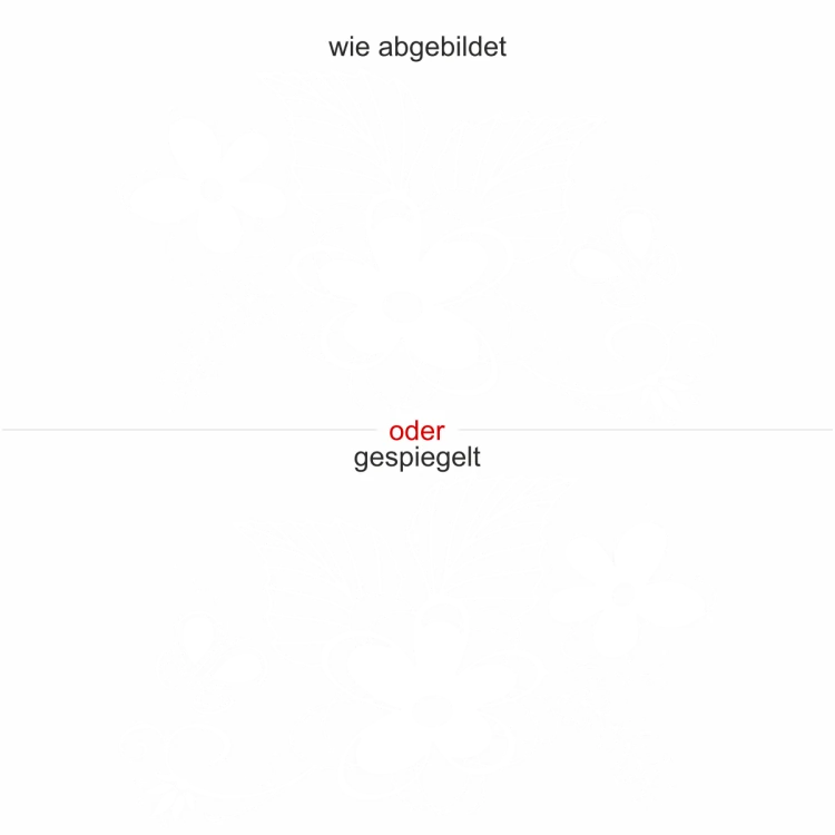 Wandaufkleber mit Blumen Ornament mit Schmetterling - Ansicht Ausrichtung und Farbauswahl Wandaufkleber mit Blumen Ornament mit Schmetterling - Ansicht Ausrichtung und Farbauswahl