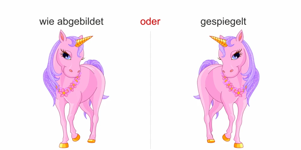 Pinkfarbenes Einhorn als Aufkleber für die Wand - Ansicht Ausrichtung
