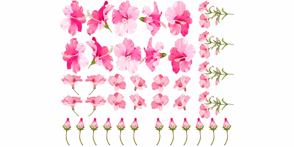 Wandtattoo Set Hibiskusblüten zur freien Anordnung Wandtattoo Set Hibiskusblüten zur freien Anordnung