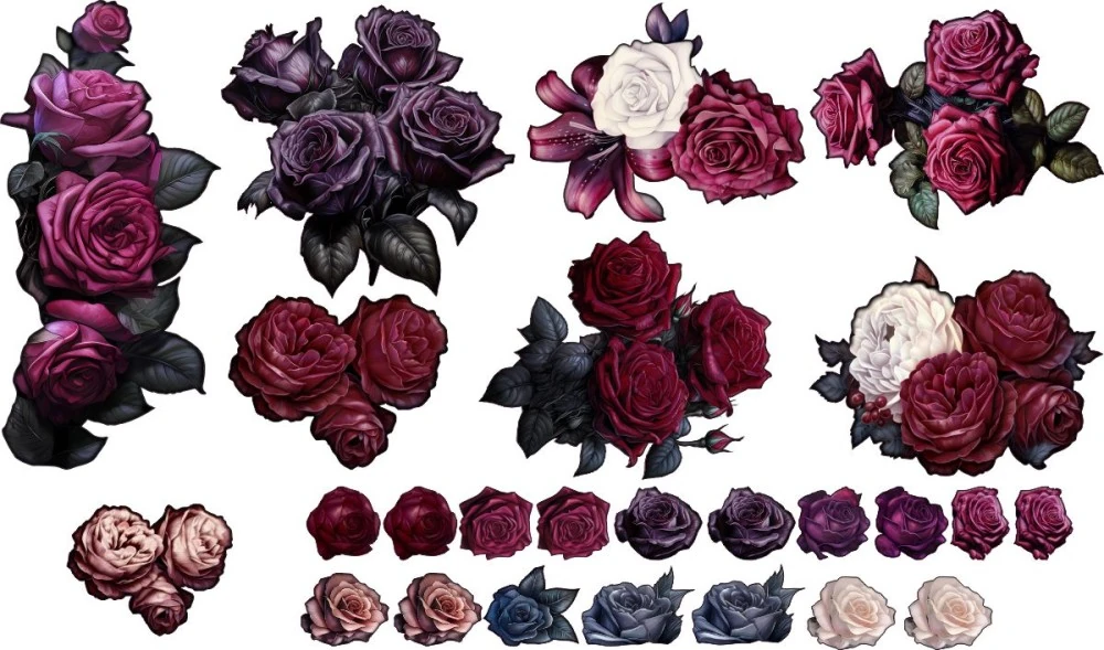 Wandtattoo Set Rosentraum zur freien Anordnung Wandtattoo Set Rosentraum zur freien Anordnung