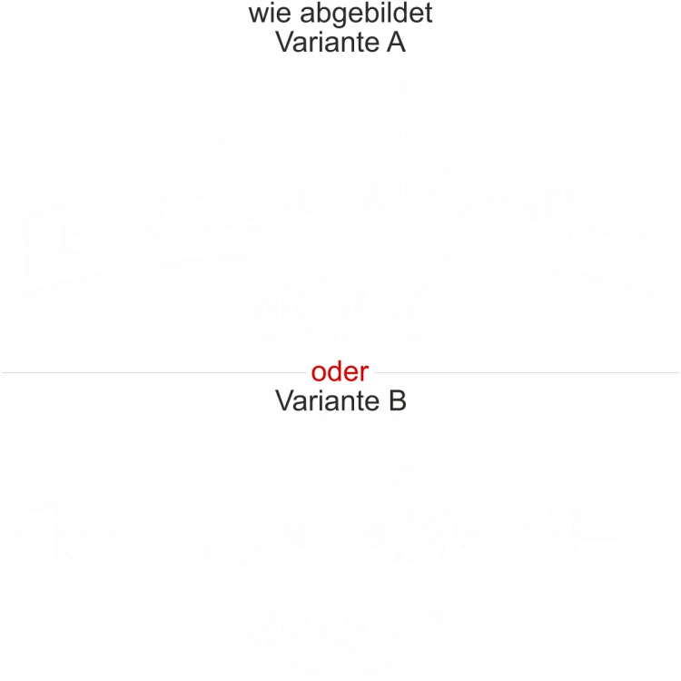 Die Skyline von Bremen als Aufkleber für die Wand - Ansicht Ausrichtung mit Farbauswahl und Variante