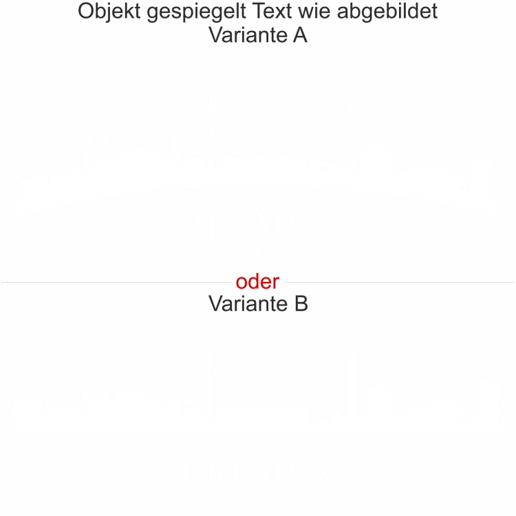 Die Skyline von Bremen als Aufkleber für die Wand - Ansicht Ausrichtung mit Farbauswahl und Variante