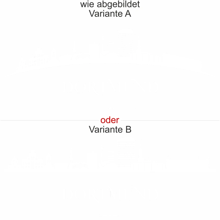 Die Skyline von Dortmund als Wandtattoo - Ansicht Ausrichtung mit Farbauswahl und Variante