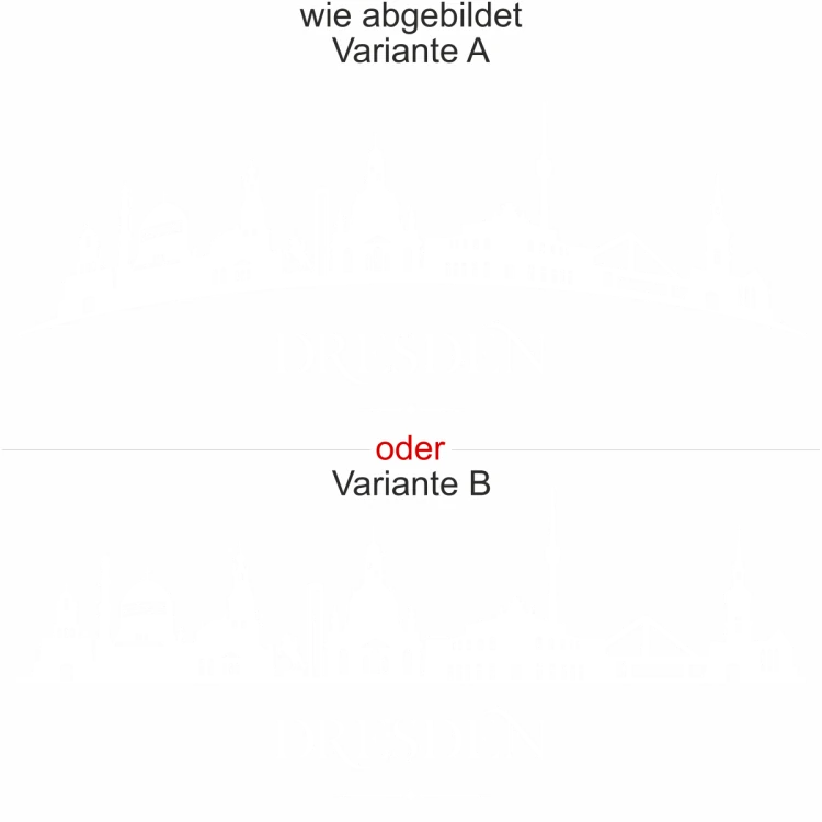 Wandtattoo mit Dresdner Skyline - Ansicht Ausrichtung mit Farbauswahl und Variante