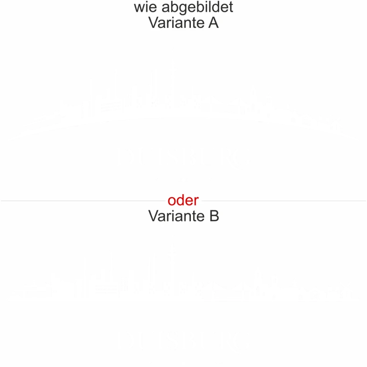 Die Skyline von Duisburg als Wandtattoo - Ansicht Ausrichtung mit Farbauswahl und Variante